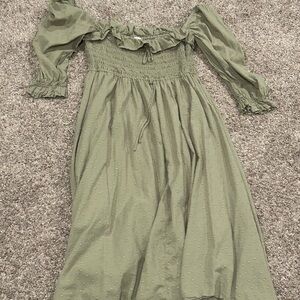 Source Unknown Olive Green Midi Dress